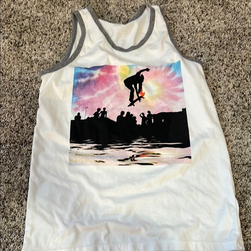 Old Navy Black and White Graphic Tank Tops - Picture 4 of 5